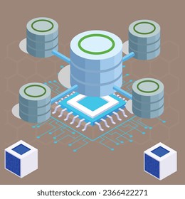 data analyses elements isometric icons 3eps