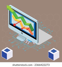data analyses elements isometric icons 2eps