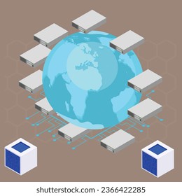 data analyses elements isometric icons 11eps