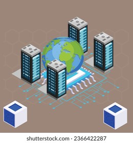 data analyses elements isometric icons 5eps