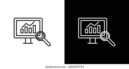 Data Analysing icon black and white vector outline sign