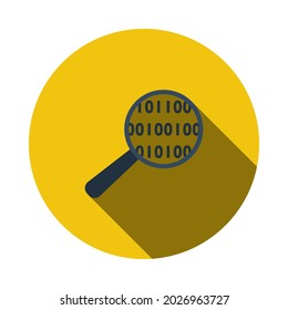 Data Analysing Icon. Flat Circle Stencil Design With Long Shadow. Vector Illustration.