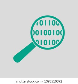 Data Analysing Icon. Green on Gray Background. Vector Illustration.