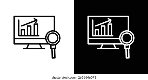Silueta aislada del icono del análisis de datos en el fondo blanco. Ilustración vectorial.