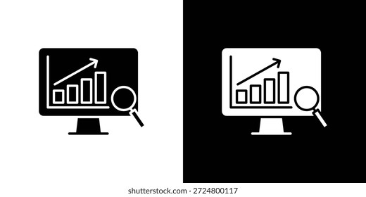 Data Analysing icon silhouette vector flat illustration design pack.