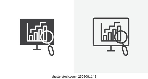 Icono de análisis de datos en estilo sólido y delineado