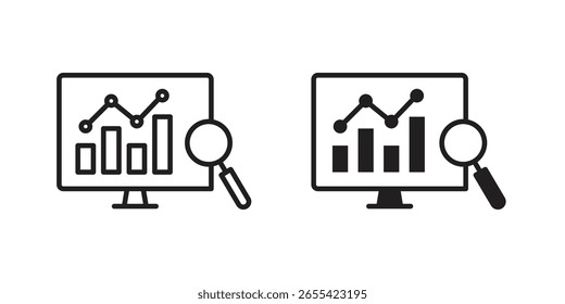 Ícone de análise de dados vetor, ilustração sólida, pictograma cor isolada editável