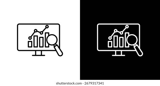 Ícone de Análise de Dados símbolos vetoriais empacotados em linhas pretas e brancas