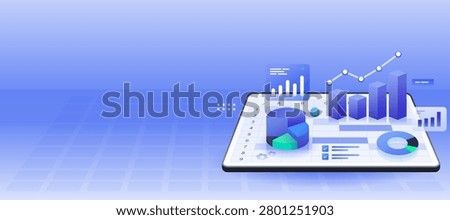 Data Analysis 3D Graph Chart Statistics Banner illustration