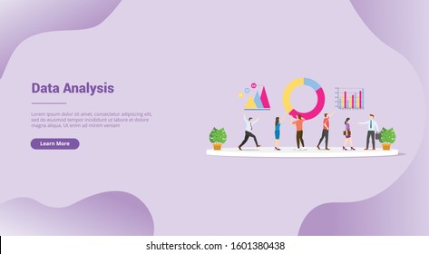data analysis or analyze team for website template or landing homepage banner - vector