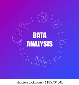 Data analysis background from line icon. Linear vector pattern. Vector illustration	