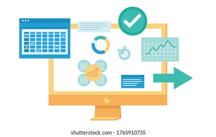 Data analysis background. Modern illustration slider site page. Working with web banner data. Data analysis concept vector image. Work analyze data design.