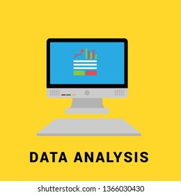 data analysis banner- financial data concept. flat design