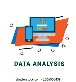 data analysis banner- financial data concept. flat design