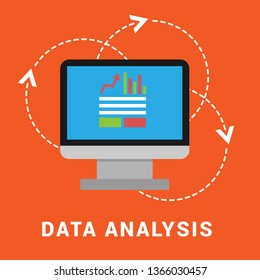 data analysis banner- financial data concept. flat design