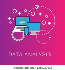 data analysis banner- financial data concept. flat design