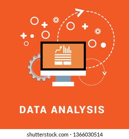data analysis banner- financial data concept. flat design