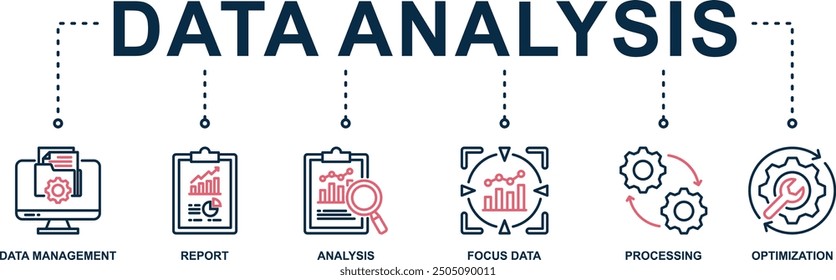 Data analysis banner web icon vector illustration concept with icon