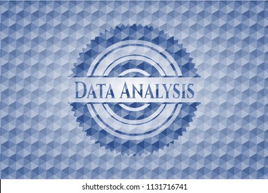 Data Analysis blue emblem with geometric pattern background.