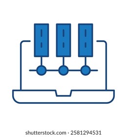 Data Analysis Blue Line Icon. Database Big Data Analytics Server Infographic Pictograms Security Digitalization Processing Editable Stroke Vector Icon