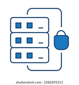 Data Analysis Blue Line Icon. Database Big Data Analytics Server Infographic Pictograms Security Digitalization Processing Editable Stroke Vector Icon