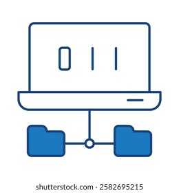 Data Analysis Blue Line Icon. Database Big Data Analytics Server Infographic Pictograms Security Digitalization Processing Editable Stroke Vector Icon