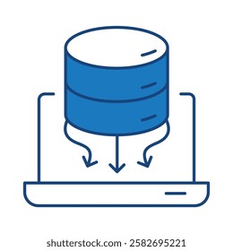 Data Analysis Blue Line Icon. Database Big Data Analytics Server Infographic Pictograms Security Digitalization Processing Editable Stroke Vector Icon