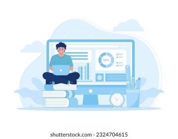 Data analysis and business financial report trending concept flat illustration