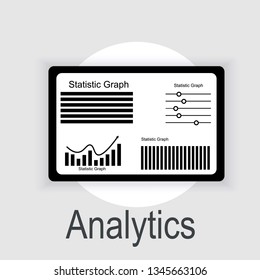 Data analysis and business information with "analytics" concept of management and marketing. Vector illustration of research for marketing.
