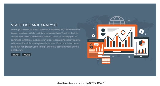  Data analysis & business information research solution concept with "analytics" Management and marketing concept.