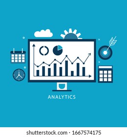  Konzept der Datenanalyse & Business Information Research mit dem Management- und Marketingkonzept "Analytics".