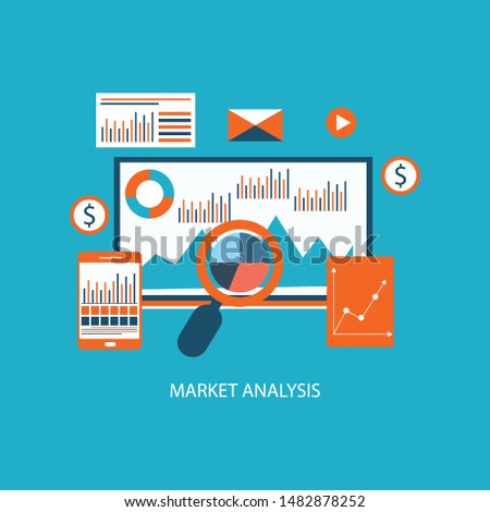 Data analysis & business information research solution concept with "analytics" Management and marketing concept