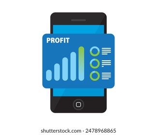 Data analysis for business profit report monitoring on smartphone vector. Analysis, report, business, finance, profit, data, mobile. Can use for banner, web design, poster.