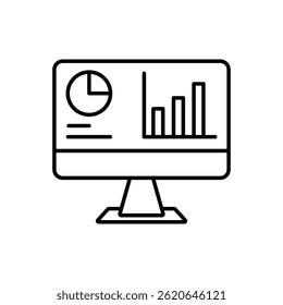 data analysis and business vector icons on dashboard on computer screen