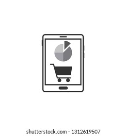 Data analysis and cart icon. Online shopping isolated icon. - VECTOR
