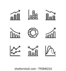 Data analysis, chart, diagram vector simple icons for web and mobile design pack 1