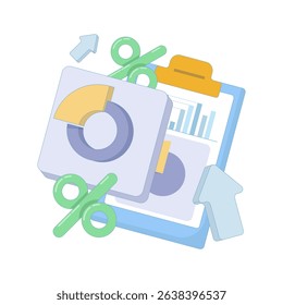 data analysis concept. business planning. pie chart with percentage. Pie Chart Insight. which symbolizes data analysis and interpretation. flat design vector illustration on background.