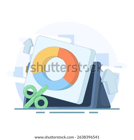 data analysis concept. business planning. pie chart with percentage. Pie Chart Insight. which symbolizes data analysis and interpretation. flat design vector illustration on background.