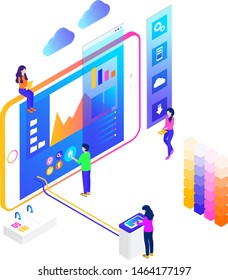 
Data analysis, concept with characters. Can use for web banner, infographics, hero images. Flat isometric vector illustration isolated on white background.
