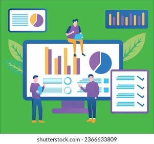 data analysis concept with characters engine strategy 