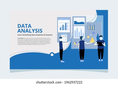 

Data analysis concept with characters, infographics, business statistics and analytics, company performance analysis, vector illustration of business