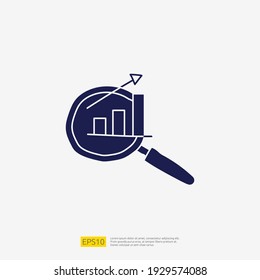 data analysis concept doodle glyph icon with magnifier and graphic chart document. Statistics science technology, digital marketing and machine learning related for business strategy illustration