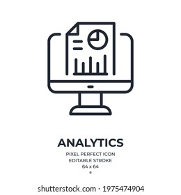 Data analysis concept editable stroke outline icon isolated on white background flat vector illustration. Pixel perfect.