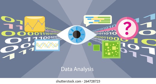 Data analysis concept. Elements for mobile and web applications. Scan virus in data. Concept in flat design style. Can be used for web banners marketing and promotional materials presentation template