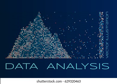 Data analysis concept illustration. Vector graphics with chart and particle.