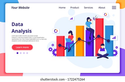 Data Analysis Concept People Work Near Stock Vector (Royalty Free ...