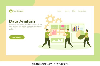 Data Analysis Concept Vector Flat Illustration for landing page, wallpaper, background, banner, advertising, web, business