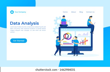 Data Analysis Concept Vector Flat Illustration for landing page, wallpaper, background, banner, advertising, web, business