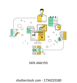Data analysis concept. Vector illustration for website, app, banner, etc.