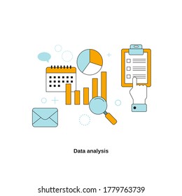 Data analysis concept. Vector template for website, mobile website, landing page, ui.